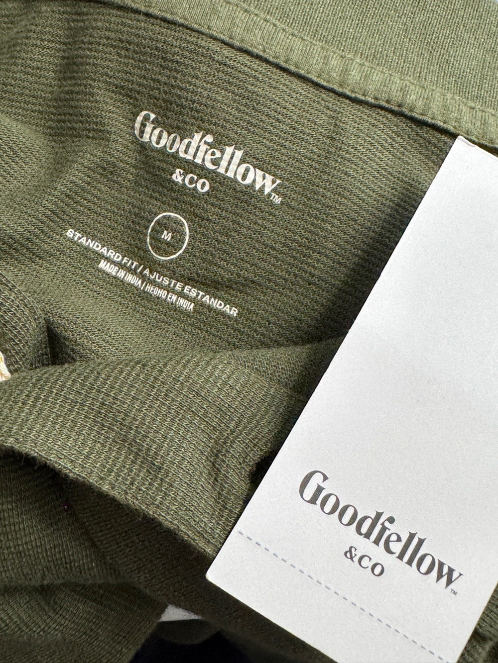 Goodfellow & Co Army Green‎ Textured Polo Shirt Short Sleeve Med NWT